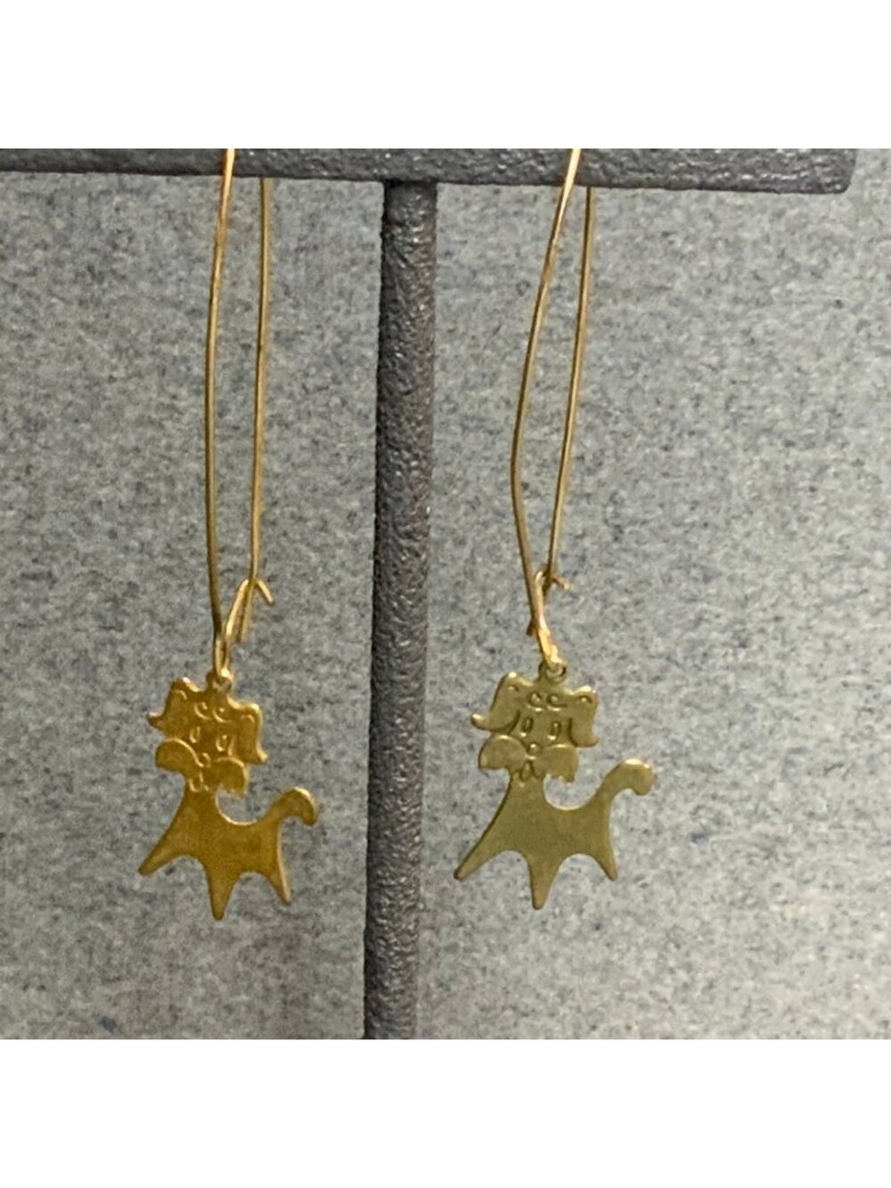 Dog Long Dog Hoop Earrings 2.5 In Dangling Pierced Retro Gold Funny Pet